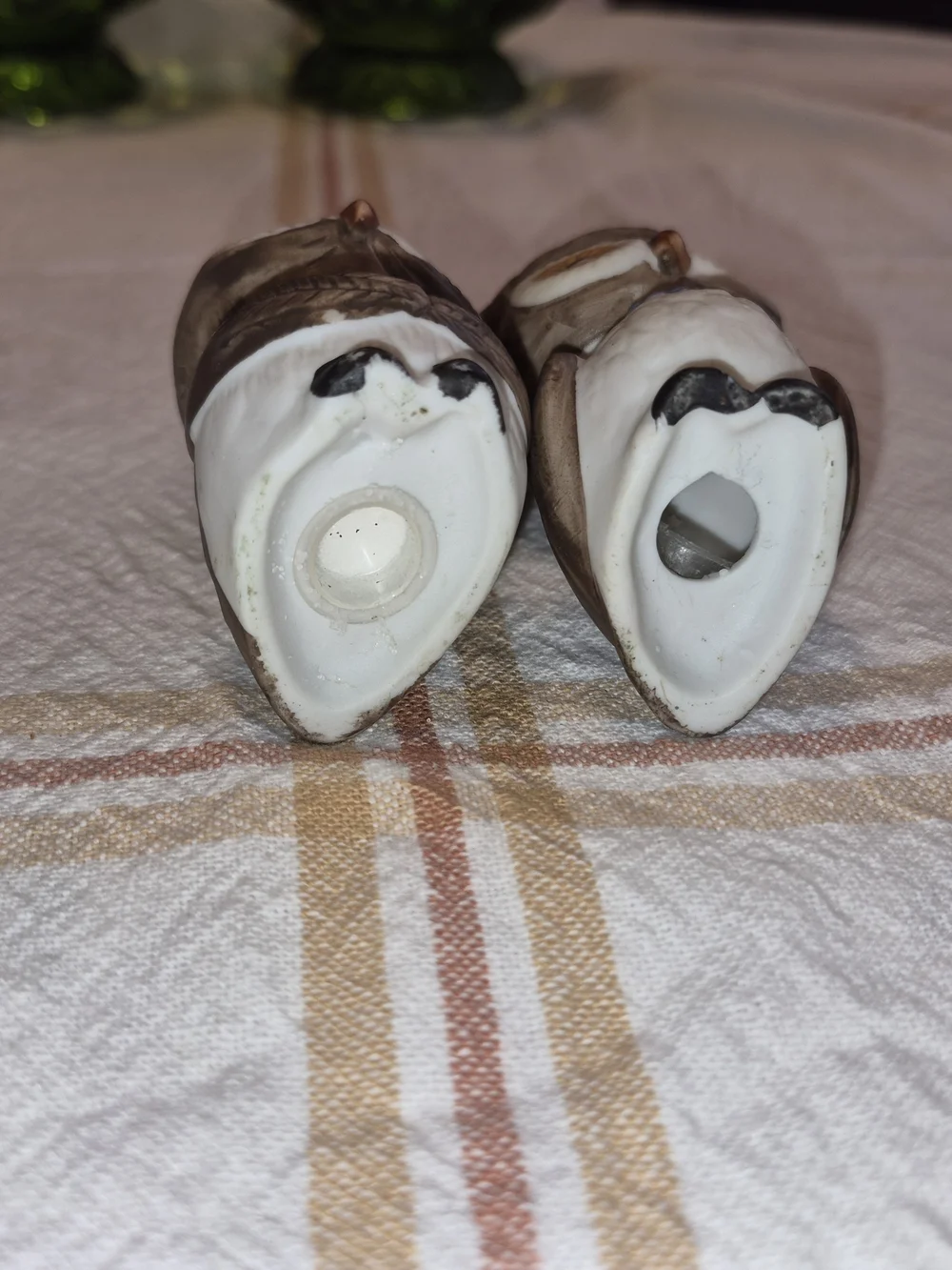 Pair of Salt And Pepper Owl Figurines in Brown and Cream